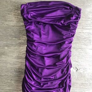 Rubber Ducky Purple Ruched Strapless Mini Dress S